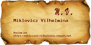 Miklovicz Vilhelmina névjegykártya